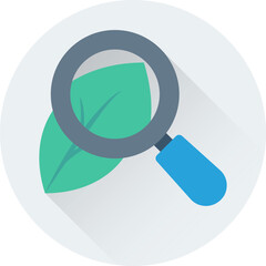 Flat round icon of research