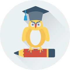A graduate owl flat round icon 