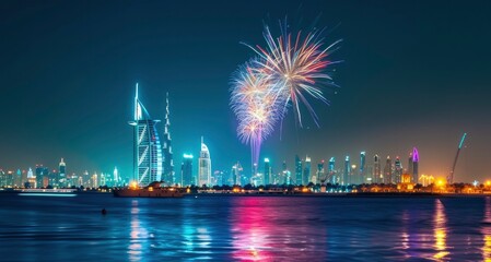 Fireworks in the sky for Happy New Year in Dubai