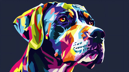Colorful art dog head with pop art style.