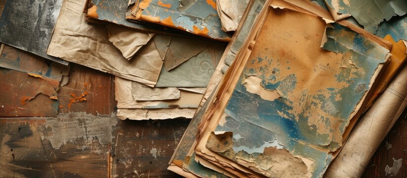 Weathered art paper adds a vintage touch to artistic crafts and posters.