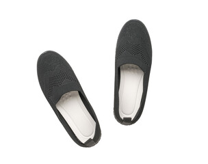 Top view of a pair of women's rag shoes isolated on a white background.