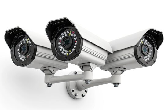 Home security cameras video surveillance systems isolated on white background