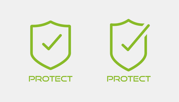 security shield icons, security shields logotypes with check mark and Security shield symbols. shield, icon, vector, strong, secure, protect, defence, safety, coat, emblem, symbol, pictogram, lock, 