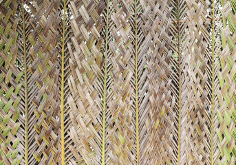 Eco-friendly wall woven from a coconut leaf. Abstract nature background.