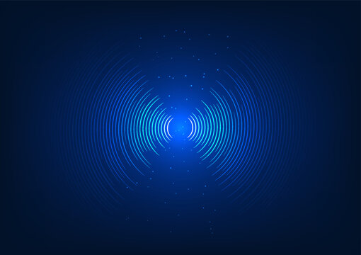 sound wave technology background radiating from the center The concept converts vibrational energy into sound waves that are transmitted.