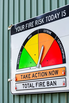 extreme fire risk today take action now total fire ban signage on fire station