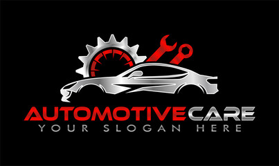 auto repair vector logo badge emblem design template isolated on black background