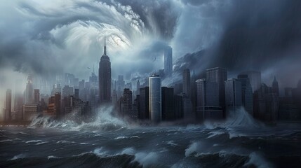 A big upcoming city cyclone - obrazy, fototapety, plakaty