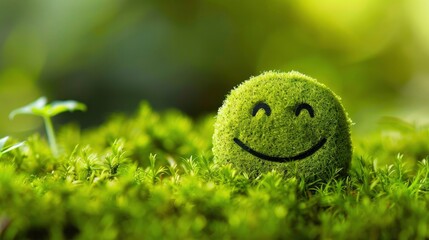 Cheerful Vibes, Green Background with a Smiling Emoji, Spreading Positivity and Joy.