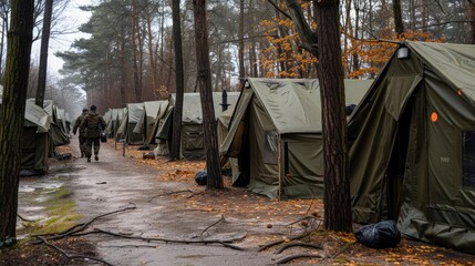 Temporary camp of soldiers