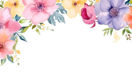 Fototapeta na wymiar Watercolor floral decorations on transparent background