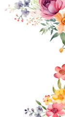 Watercolor floral decorations on transparent background