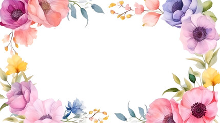 Watercolor floral decorations on transparent background