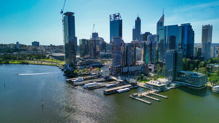 Aerial view of Perth Cityscape and Swan River, Australia - 738567727