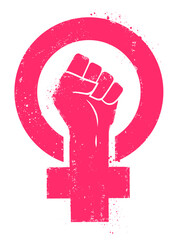 Vector women resist symbol. Isolated background