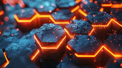 Glowing hexagonal cubes background