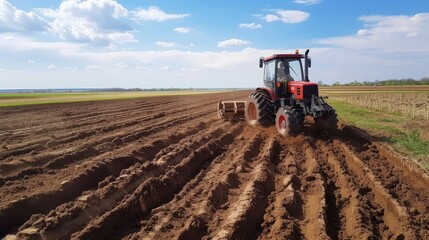 Fototapeta premium The soil is being cut with the Veku machine