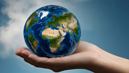 Abstract Earth Background with Recycling Symbol, Copy Space for Circular Economy Advocacy
