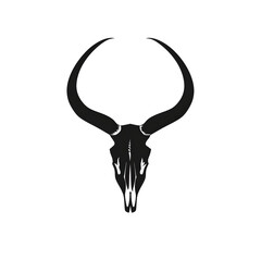 A logo illustration of an antelope skull on white background. Created with generative AI.