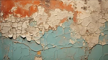 Türaufkleber Alte schmutzige strukturierte Wand Cracks in cement wall, detailed close-up of cracked broken wall with peeling paint