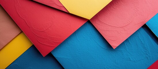 Textured construction paper with primary colors overlapping.