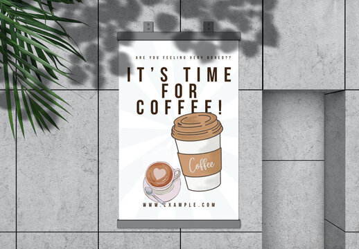 Brown And White Coffee Shop Promotion Poster
