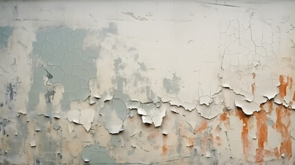 Obraz premium Cracks in cement wall, detailed close-up of cracked broken wall with peeling paint