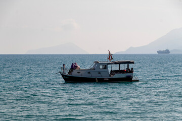 blue boat landscape High quality photo