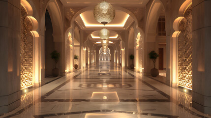 Luxurious muslim hotel lobby - obrazy, fototapety, plakaty
