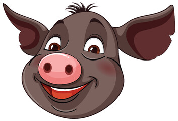 Vector graphic of a smiling pig with big ears
