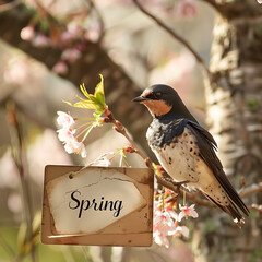 bird on a branch welcoming spring
