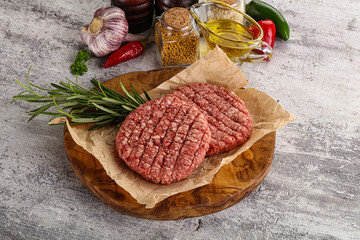 Raw burger cutlet for grill