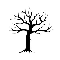 Dead tree silhouette icon vector. Dryness tree silhouette for icon, symbol or sign. Spooky tree icon for nature landscape, illustration or halloween