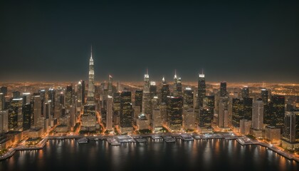 Fototapeta na wymiar Dubai skyline at night, United Arab Emirates. Dubai is the fastest growing city in the world.