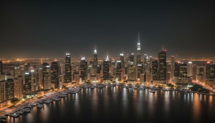 Fototapeta na wymiar Aerial view of cityscape skyline at night