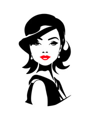 silhouette of a girl, flat art, minimalist girl, logo type