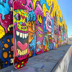 Urban skateboarding street art celebrate vibrant graffiti culture