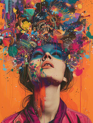 Pop psychology vibrant colors explore mental health in art