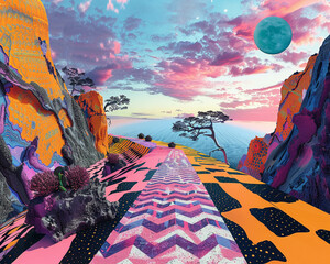 Psychedelic art virtual reality worlds collide in pop dance