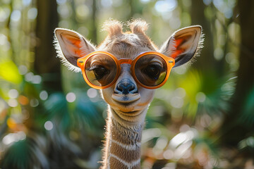 adorable mini giraffe with sunglasses