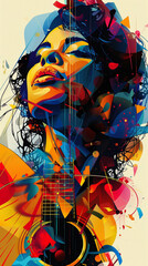 Digital illustration pop icons create abstract music legends