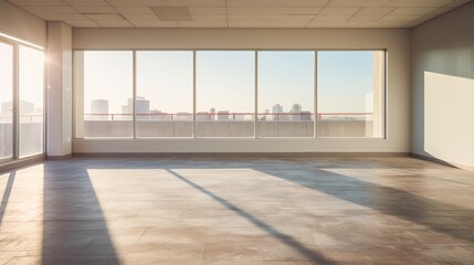 Empty apartment room for sale or rent, already built for interior design, beautiful light space, AI generated, space for text