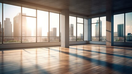 Fototapeta premium Empty apartment room for sale or rent, already built for interior design, beautiful light space, AI generated, space for text