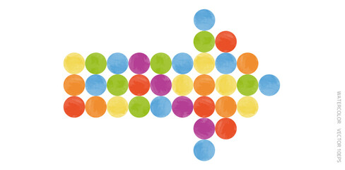  水彩のカラフルな矢印　ベクターイラスト