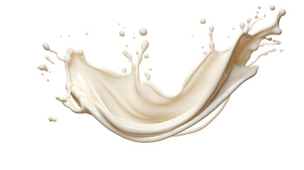 White milk or yogurt splash in wave shape isolated on white background. An element for creating collages for advertising and product presentations