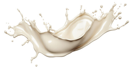 White milk or yogurt splash in wave shape isolated on white background. An element for creating collages for advertising and product presentations