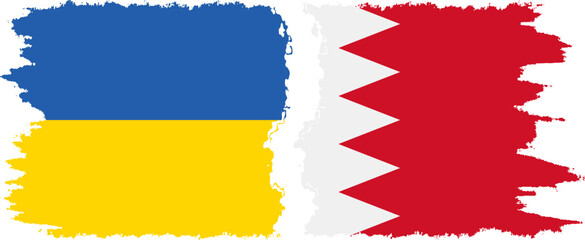 Bahrain and Ukraine grunge flags connection vector
