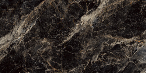 Black marble with golden brown veins, natural marbleised effect texture background, granite slab stone and high gloss ceramic tile, sharp and bright uneven vein, table top design