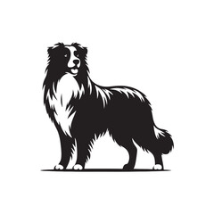 Nebula Nostalgia: Australian Shepherd Silhouette Bathed in Cosmic Brilliance - Australian Shepherd Illustration - Australian Shepherd Vector Stock
